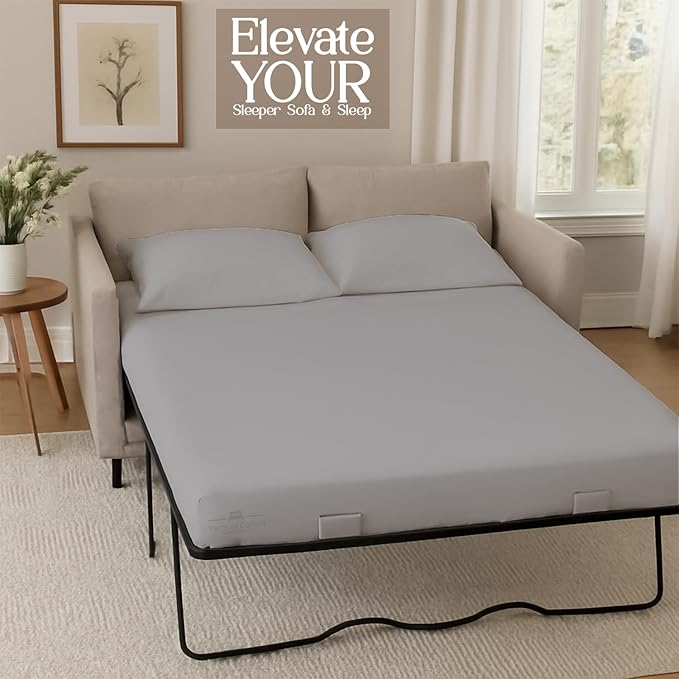 Sleeper Sofa 4 Piece Bed Sheet Set Premium Quality 100% Cotton 500 Thread Count, Smooth & Super Soft Sateen Weave, Extra Soft Bed Sheets, Wrinkle Free, 4 Inch Deep Pocket (Full, Silver)