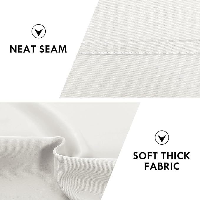 DWCN Blackout Curtains Thermal Insulated, Energy Saving & Noise Reducing Bedroom and Living Room Curtains, Ivory, W 38x L 45 Inch, Set of 2 Rod Pocket Curtain Panels