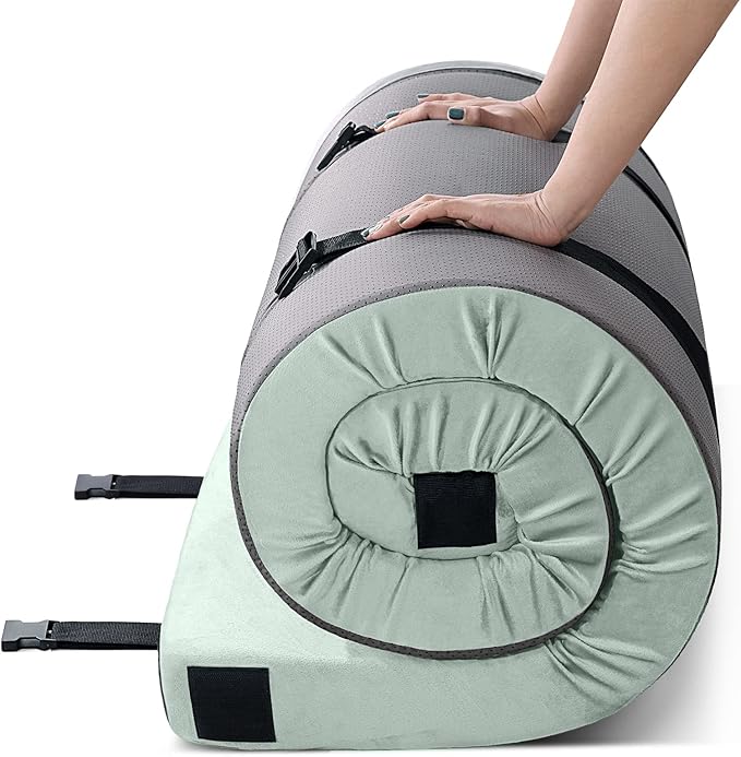 KingChii CertiPUR-US Memory Foam Camping Mattress, Portable Roll Up Travel Car Camping Mattress Sleeping Pad & Floor Mattress, Cot Mattress Guest Bed for Sleepover with Waterproof Cover & Travel Bag