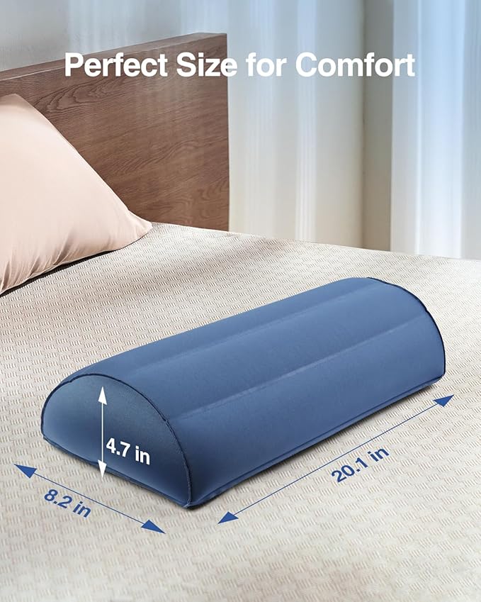 Luxtude Inflatable Bolster Pillow for Legs, Half Moon Pillow Under Knee Pillow for Back Sleeping, Leg Pillows for Side Sleeping, Leg Elevation Pillows for Knee Support, Lumbar, Ankle or Foot