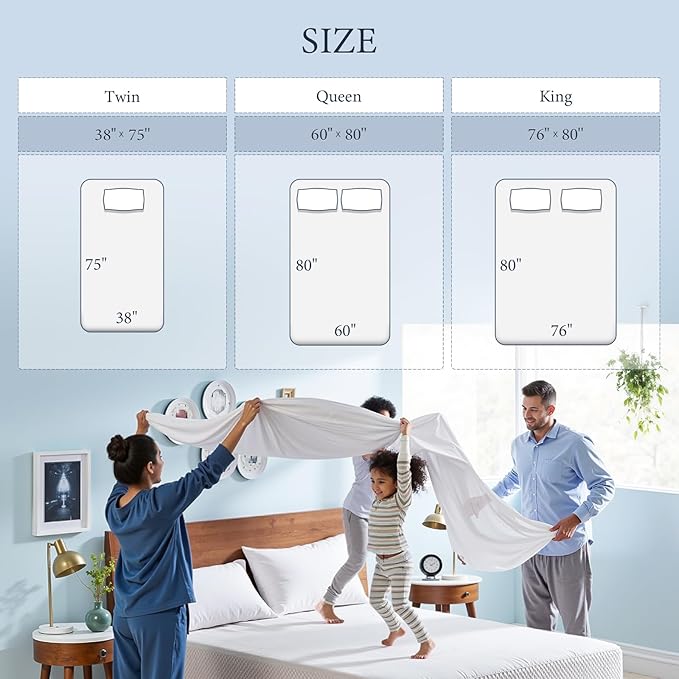 Waterproof Mattress Protector King Mattress Pad, Deep Stretchable Pocket Bed Cover, Machine Washable Soft Breathable Noiseless Mattress Protection for Household Guest Bedroom Home Hotel