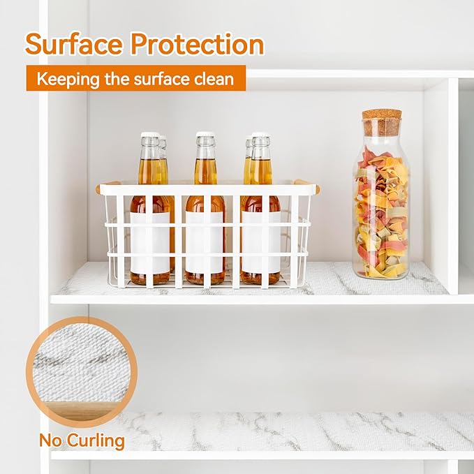 Shelf and Drawer Liner for Kitchen Cabinets Non-Adhesive, Strong Grip Non-Slip Thickened Cabinet Liners for Shelves, Waterproof Mats for Dresser Cupboard, Marble, 24 in x 10 Feet