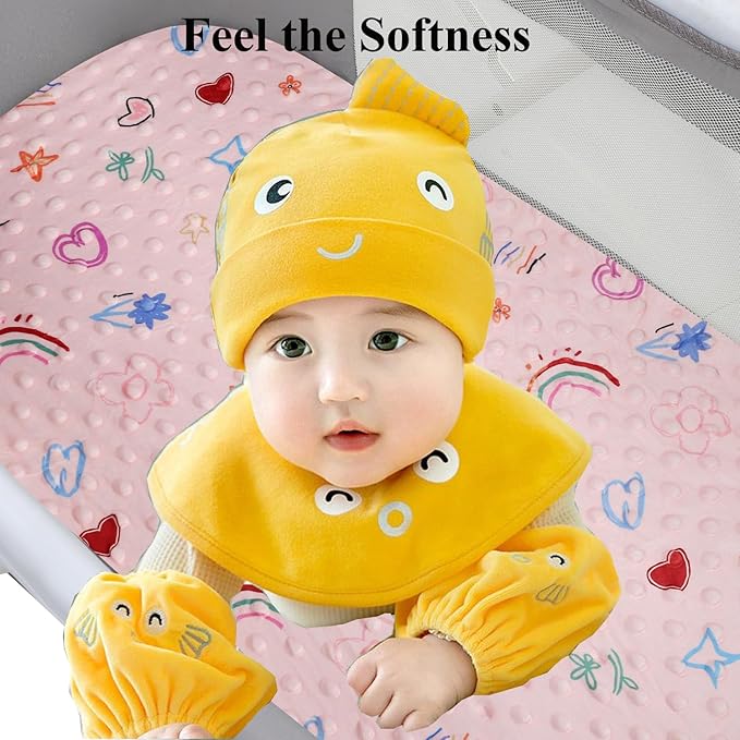 Dot Bassinet Sheet Set 2 Pack Stretch Fitted Cradle Sheets,Ultra Soft,Universal Fit Oval Rectangle Hourglass Pad/Mattress, for Baby Girls and Boys Pink, Love