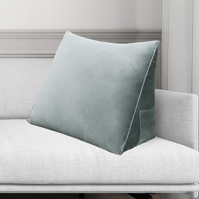 Wedge Headboard Pillow Dorm Room Reading Pillow Back Support for Sitting Up in Bed Bolster Lumbar Cushion Body Positioning Bedrest (Light Gray, 24x8x20 in)