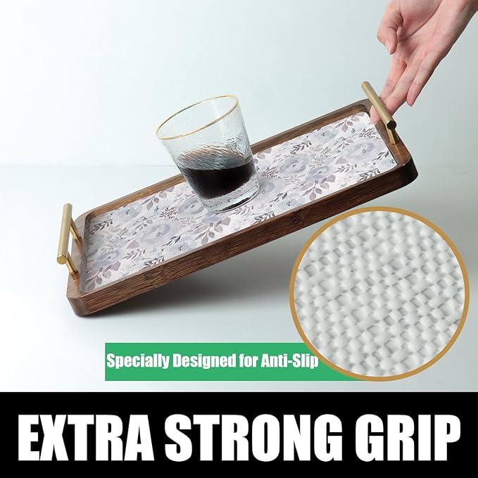 Blue Floral Shelf and Drawer Liner for Kitchen,12IN x 20FT Non-Adhesive and Strong Non-Slip Peony Cabinet Drawer Liners for Kitchen Shelf, Waterproof Cupboard Liners,Easy to Clean