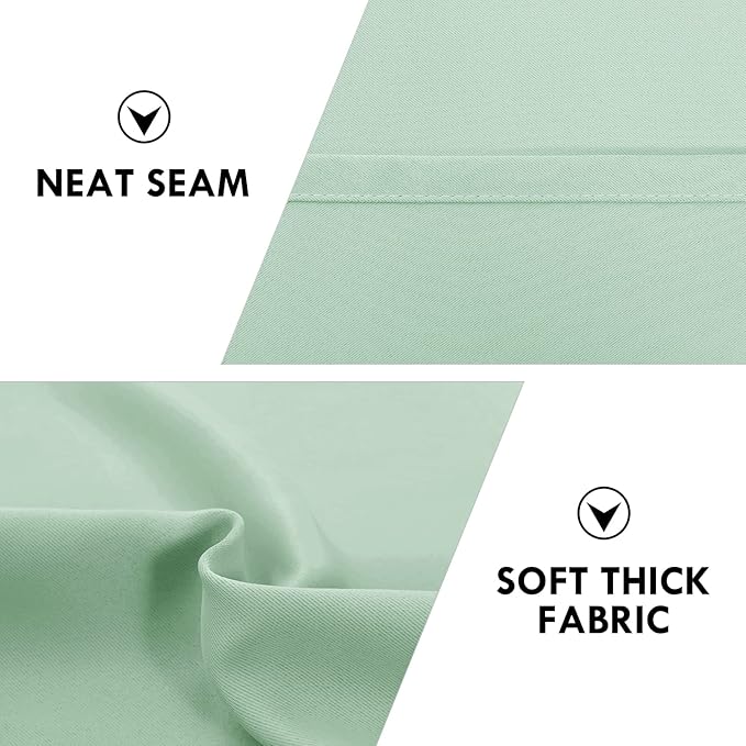 DWCN Blackout Curtains Room Darkening Thermal Insulated Bedroom Curtains Window Curtain Panels, 52 x 45 inches Long, Set of 2 Light Green Rod Pocket Drapes