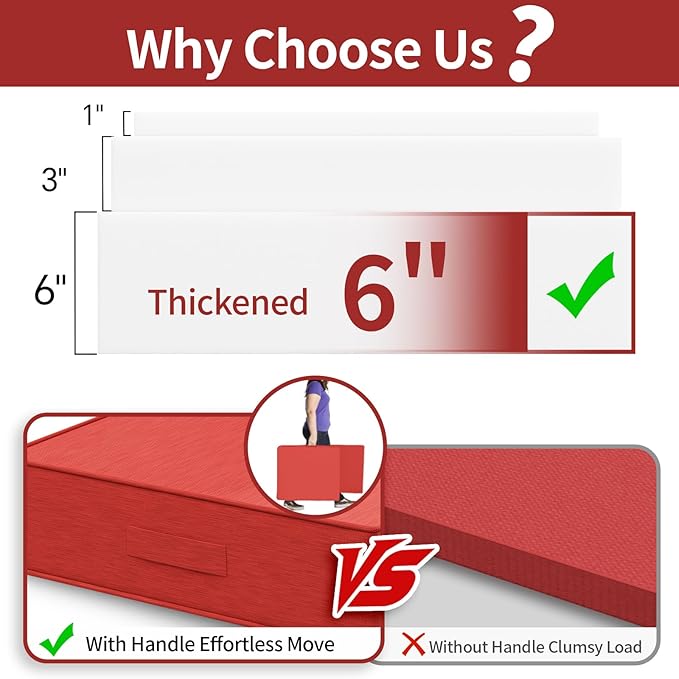 Outdoor Olefin Water-Resistant Deep Seat Cushion Set, 2PCS Weather and Fade Resistant 24''x 24''x 6'' Patio Furniture Seat Cushion, Thickened Sofa Chair Pad for Lawn, Garden, Red