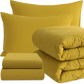 NTBAY Twin Comforter Set with Sheets, 5 Pieces Soft and Breathable Twin Bedding Set, Twin Bed in a Bag, Down Alternative Comforter Set Solid Color All Season, Kids Bedding Set, Yellow