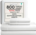 100% Egyptian Cotton Sheets King Size Sheets Set with Fully Elasticated Fitted Sheet & Pillowcase sets, 800 TC Hotel Collection Deep Pocket King Sheet Set, No Pill Soft Breathable Luxury White Bedding