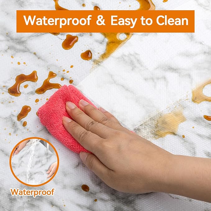 Shelf and Drawer Liner for Kitchen Cabinets Non-Adhesive, Strong Grip Non-Slip Thickened Cabinet Liners for Shelves, Waterproof Mats for Dresser Cupboard, White, 12 in x 30 Feet