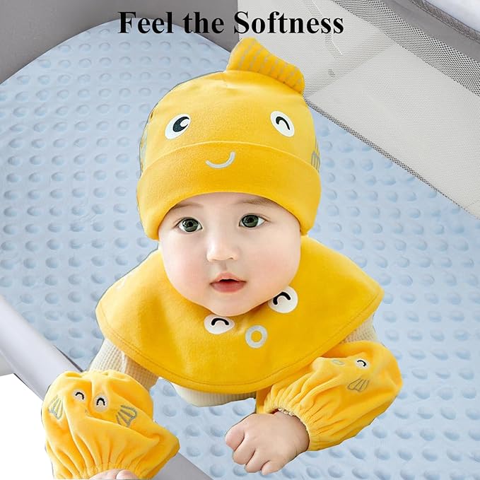 Dot Bassinet Sheet Set 2 Pack Stretch Fitted Cradle Sheets,Ultra Soft,Universal Fit Oval Rectangle Hourglass Pad/Mattress, for Baby Girls and Boys Light Blue, Panda