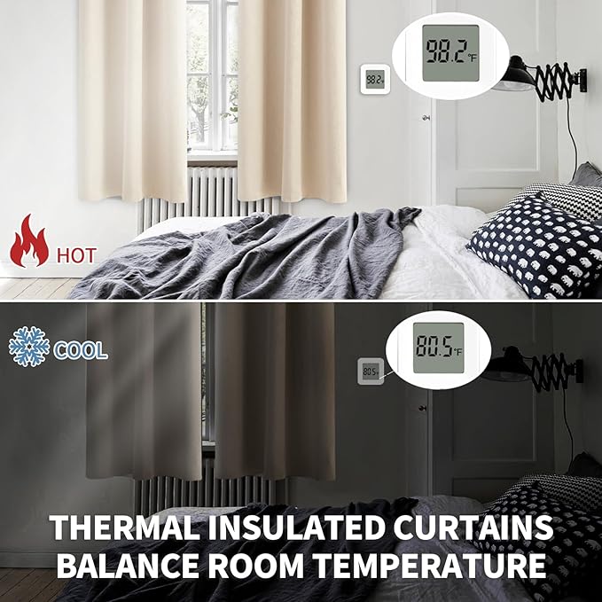 BGment Small Blackout Curtains 30 Inches Length - Rod Pocket Half Window Drapes for Kitchen Cafe Bathroom Bedroom Rv Camper Thermal Insulated Privacy Blinds, Champagne, 2 Panels, 34 x 30 Inch