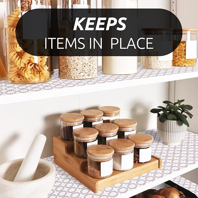 RAY STAR 12X120 Inch Shelf Liner for Kitchen Cabinets, Non-Adhesive Cabinet Liner Washable, PVC Drawer Liner for Dresser Non-Slip Bathroom (Circle)(4 Roll)