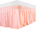 Peach Wrap Around Bed Skirts with 16" Drop - Three Sides Fabric Adjustable Elastic Dust Ruffle Silky Soft -600 TC Stretchy Bed Skirt-Full(54"X 75") Peach