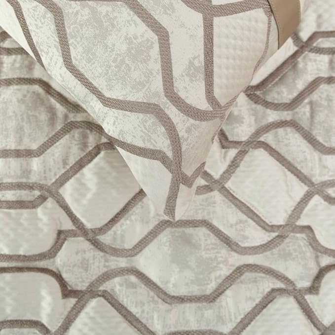 The HomeCentric King/Queen/Twin Ivory & Silver Decorative Twin 53"x18" Bed Runner Without Pillow Cover, Lattice & Quilted Bed Scarf on Jacquard Silk Fabric - Ivory Delicacy