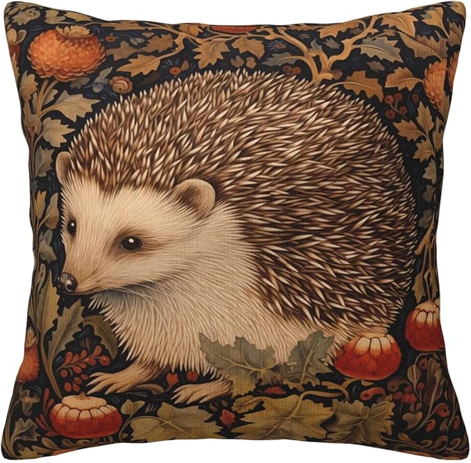 William Morris Abstract Vintage Floral Hedgehog Design 18x18 inches Throw Pillow Covers Square Pillowcases Decor for Bed Couch Sofa Living Room Cushion Covers