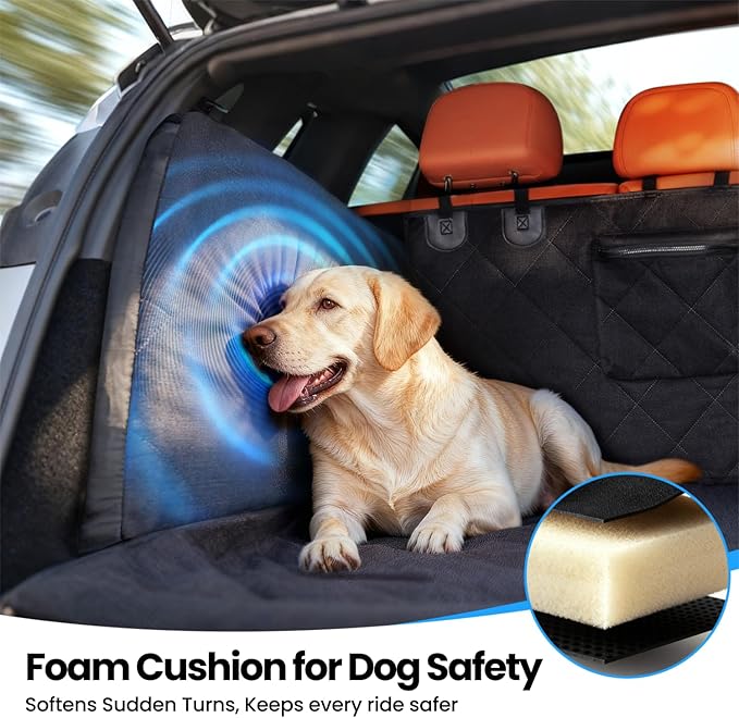 REEVAA SUV Cargo Liner for Dogs, Full Coverage Non-Slip Cargo Cover with Cushioned Sides to Protect Your Dog, Waterproof & Durable, Machine Washable Trunk Protector Mat (XL, Black)