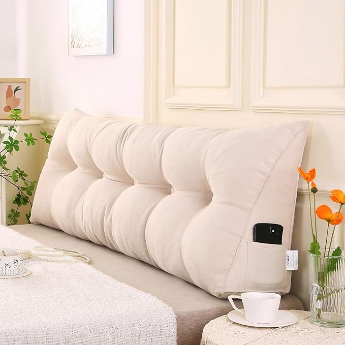 SAMTY Triangular Wedge Pillow headboard Full Size for Couch Large headboard Pillow with Removable Cover Back Rest Pillows for Sitting up in Bed