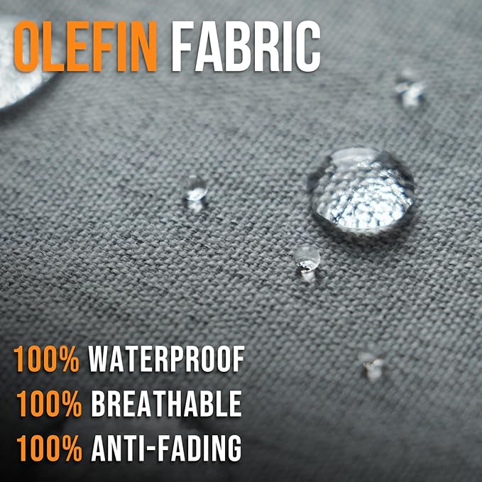 Outdoor Olefin Water-Resistant Deep Seat Cushion Set, 23''x 26''x 6'' Weather and Fade Resistant Patio Furniture Seat Cushion, Thickened Sofa Chair Pad with Straps for Lawn, Garden, Light Gray