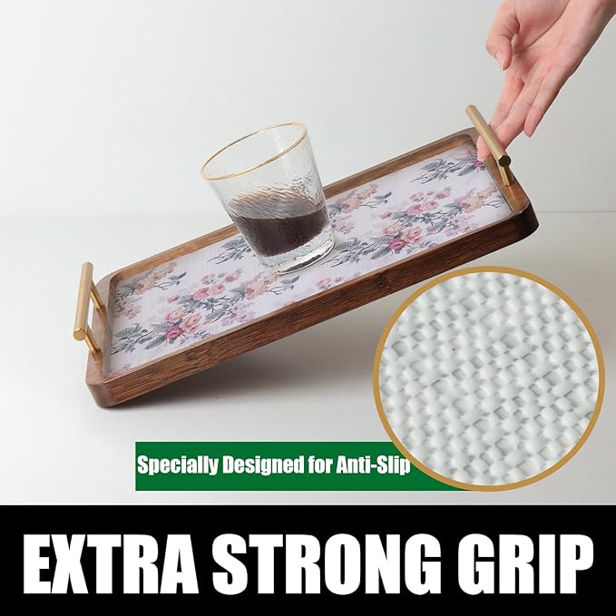 Drawer and Shelf Liner for Cabinets, Non-Adhesive and Strong Non-Slip Vintage Floral Shelf Cabinet Drawer Liners for Kitchen,Table,Bookshelves,Waterproof Cupboard Liners,12IN x 10FT