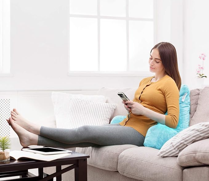 Nestl Reading Pillow for Kids & Teens with Shredded Memory Foam, Backrest Pillows for Reading, Watching, and Gaming, Use on The Couch, Bed, or Floor, Adjustable Support with Washable Cover Light Blue