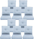 10-Piece Outdoor Patio Cushion Set - Fade & Water Resistant with Removable Olefin Cover, 22x24x4 Inch Memory Foam Cushions for Wicker Sectional Sofa – Baby Blue/Buckle