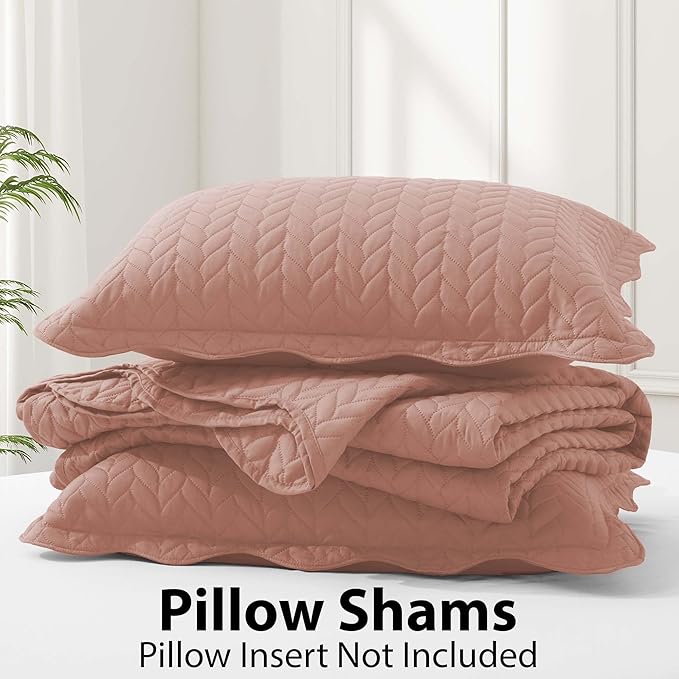 IR Imperial Rooms Twin Quilt Bedding Set (68” x 86”) - Bulk Pack of 10 Wholesale for Hotels, Guest Bedroom & Airbnbs - Lightweight Microfiber Reversible Embossed Quilts Bedspreads (Peach)