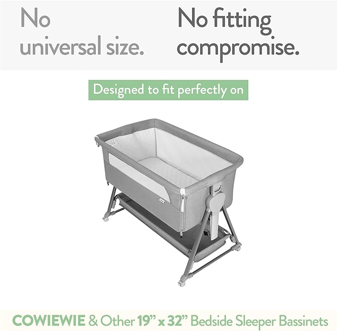 Joey + Joan Bassinet Fitted Sheets 19" x 32" for Cowiewie Bedside Sleeper Bassinet Mattress Pad – Snuggly Soft 100% Jersey Cotton – Cream + Brown – 2 Pack