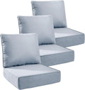 Luxury 6" Outdoor Cushions for Patio Furniture, 24x24x6" Thick Seat Cushion Set of 3, Fade Resistant Couch Chair Replacement Cushions High Density Wicker Chair Cushion w/ Removable Cover Baby Blue