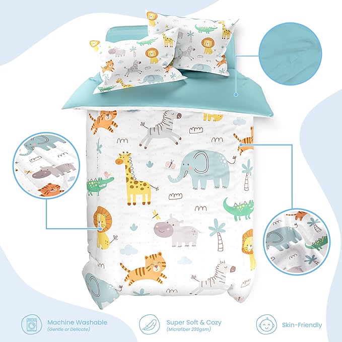 SANDJEST Animal Duvet Cover Sets Full Size for Kids Boys Girls, Include 1 Polyester Comforter Cover 80x90 Inches and 2 Pillowcases 20x26 Inches, Comforter Not Included, Gift for Christmas Birthday