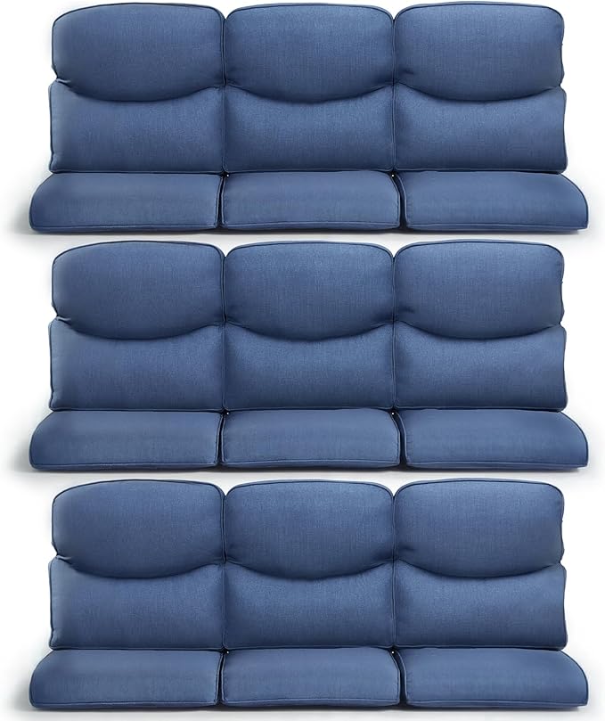 9-Piece Outdoor Patio Cushion Set - Fade & Water Resistant with Removable Olefin Cover, 22x24x4 Inch Memory Foam Cushions for Wicker Sectional Sofa – Blue/Crescent