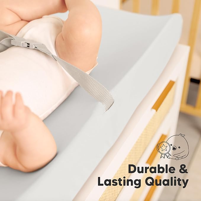 2-Pack Organic Changing Pad Covers for Girl,Boy, Neutral - 100% Cotton Changing Table Pad Cover,Soft Baby Nursery Diaper Changing Pad Sheets,Contour Changing Pads Liners,Change Pad Cover (French Gray)