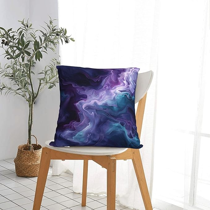 Purple Teal Turquoise Galaxy Nebulous 20x20 inches Throw Pillow Covers Cozy Square Pillowcases Home Decor for Bed Couch Sofa Office Living Room Cushion Covers