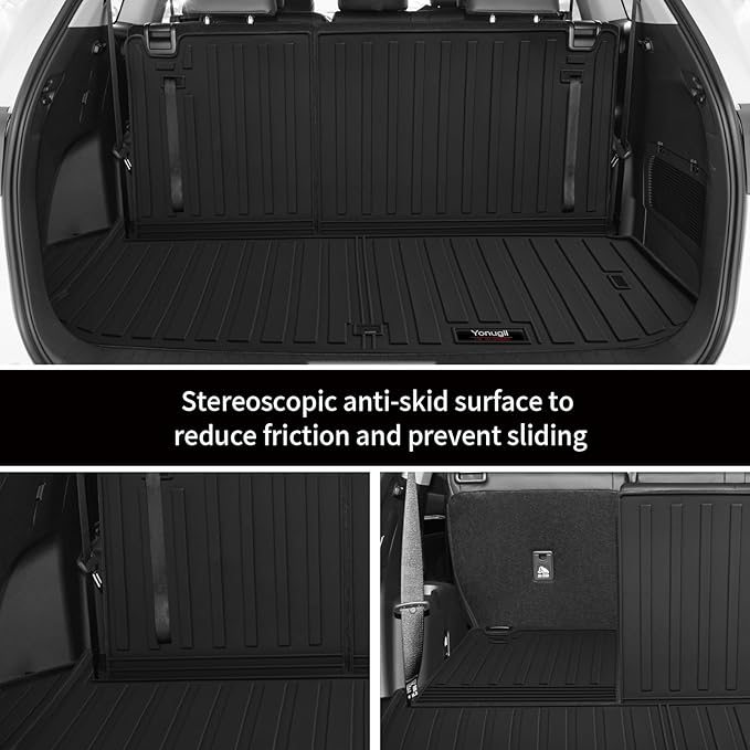 Custom for 2020-2025 2026 Toyota Highlander Trunk Cargo Mats with 3rd Backrest Mat All Weather TPE Protection Accessories (Not Fit with Subwoofer) (for 2020-2026 Toyota Highlander)