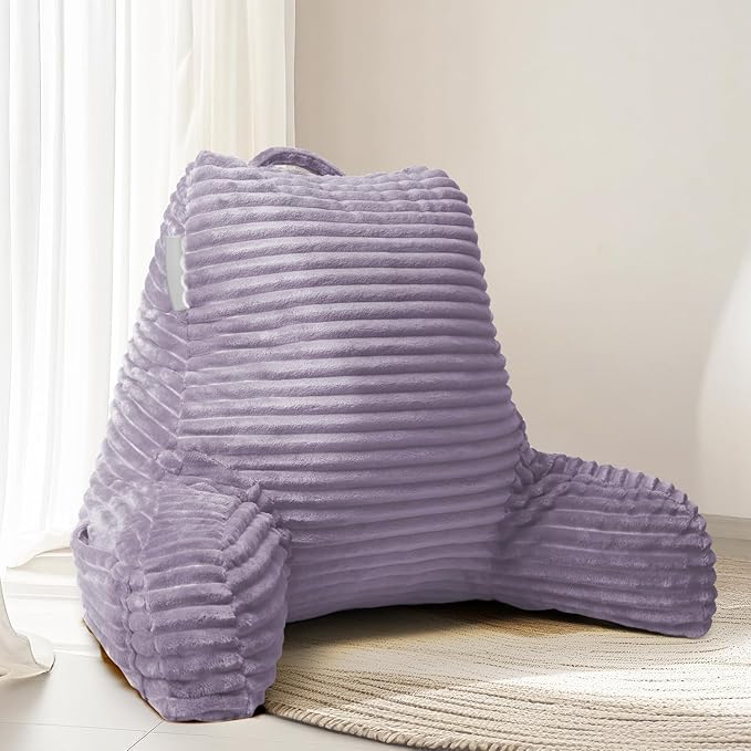 Hearth & Harbor Reading Pillow for Bed Adult – Back Pillow for Sitting in Bed, Standard Bed Pillows for Sitting Up, Foam Chair Pillow, Dusty Purple
