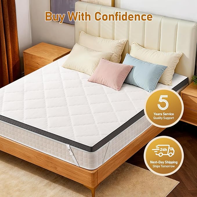 Glendan Firm Mattress Topper Full: 3 Inch High Density Foam for Back Pain - Extra Support Ergonomic Bed Topper - Bamboo Washable Cover with Anti-Slip Straps - CertiPUR-US Oeko-Tex Certified 75x54