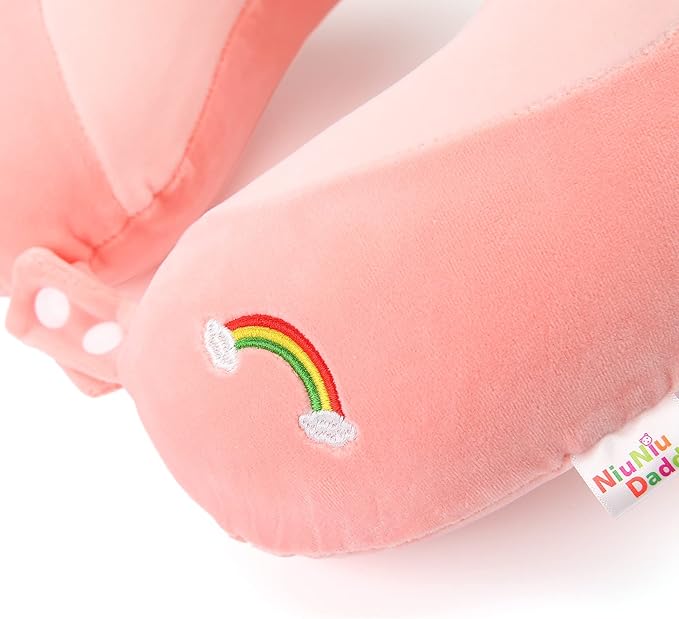 Niuniu Daddy Neck Pillow for Traveling, Pure Memory Foam Travel Neck Support Pillows for Airplane, Car Headrest Sleep - Age 8+ Children Kids Including Adults - Unicorn Travel Pillow
