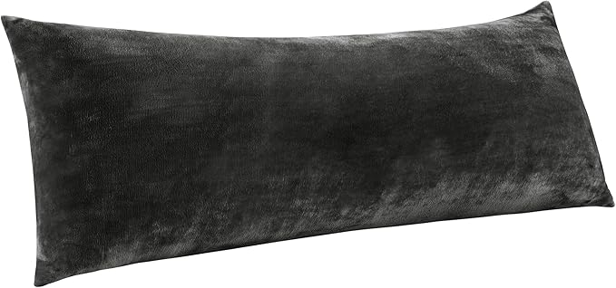 BEDELITE Body Pillow Cover with Zipper Closure, Super Soft and Cozy Fuzzy Fleece Pillowcase 20 x 54 Inches, Luxury Fluffy Plush Long Body Pillow Pillowcase for All Seasons(Dark Gray)