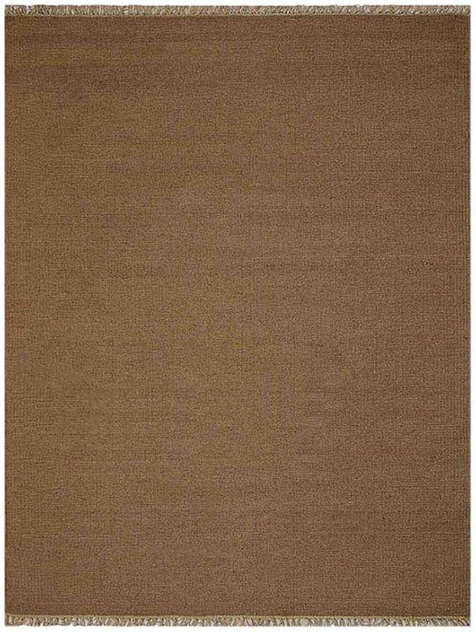 Rugsotic Carpets Hand Woven Flat Weave Kilim Wool 7'x9' Area Rug Solid Cream D00111