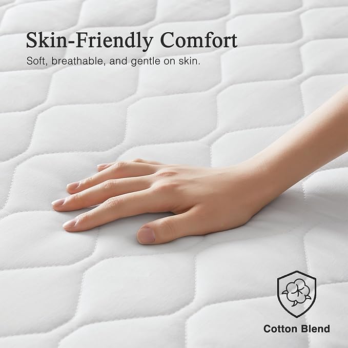 Beautyrest Cotton Blend Heated Mattress Pad Secure Comfort Technology - Luxury Quilted Electric Mattress Pad with Deep Pocket - 5-Setting Heat Controllers, Full, White