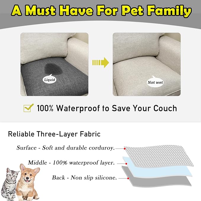 Couch Arm Covers, Waterproof Armrest Cover for Sofa, Armchair, Loveseat, Non-Slip Recliner Arm Cover, Sofa Arm Covers, Headrest Covers, Arm Chair Covers Set of 2 (Dark Gray, 24"×20")