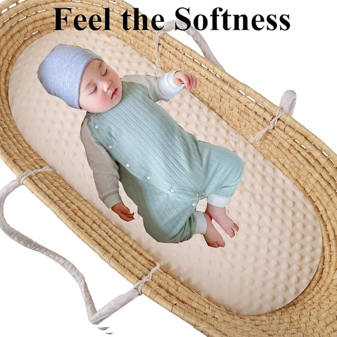 Dot Bassinet Sheet Set 2 Pack Stretch Fitted Cradle Sheets,Ultra Soft,Universal Fit Oval Rectangle Hourglass Pad/Mattress, for Baby Girls and Boys Cream, Rabbit