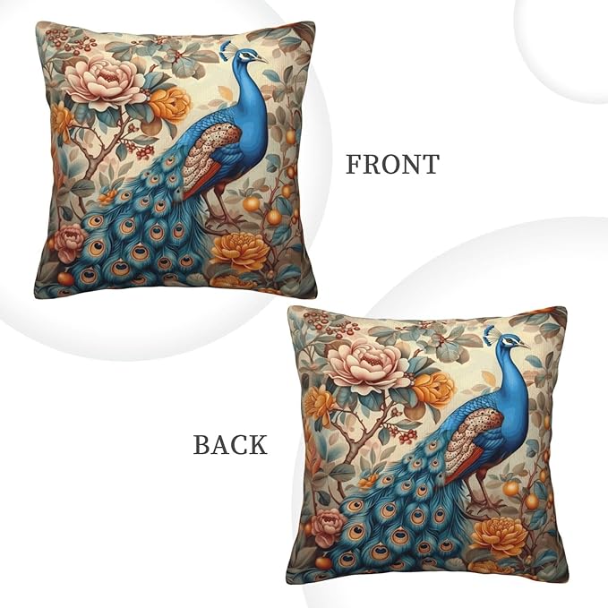 William Morris Abstract Vintage Floral Peacock Design 18x18 inches Throw Pillow Covers Square Pillowcases Decor for Bed Couch Sofa Living Room Cushion Covers