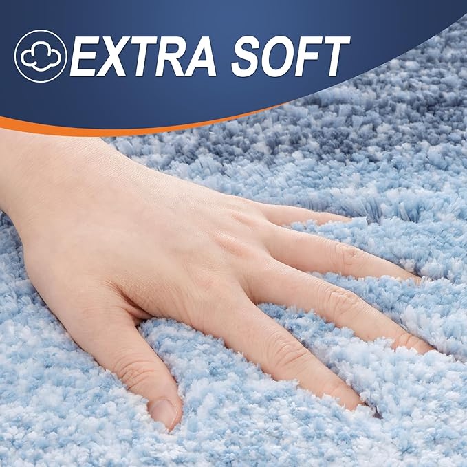 OLANLY Bathroom Runner Rugs 47x20, Extra Soft Absorbent Microfiber Bath Rugs, Rubber Backing, Quick Dry, Machine Washable Bath Mats for Bathroom Floor, Tub and Shower, Home Decor Accessories, Blue