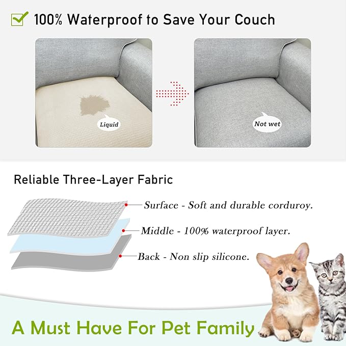 Couch Arm Covers, Sofa Arm Covers, Waterproof Armrest Cover for Sofa, Armchair, Loveseat, Non-Slip Recliner Arm Cover, Headrest Covers, Arm Chair Covers Set of 2 (Beige, 26"×26")