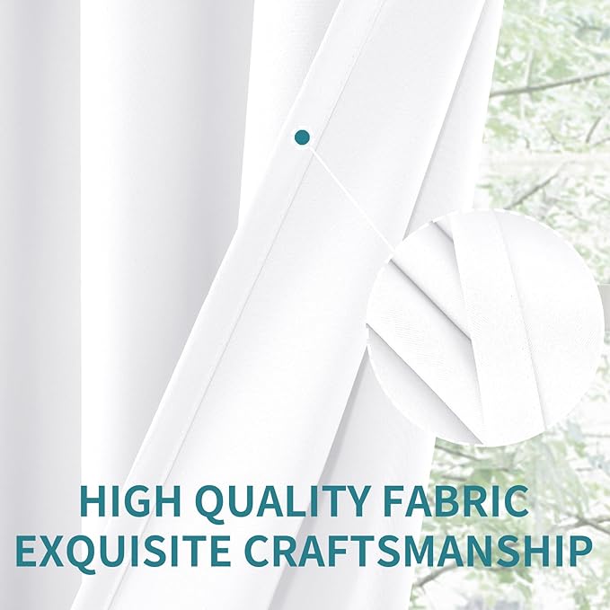 BGment White Curtains 45 Inches Length for Short Window - Rod Pocket 34 Inch Wide Small Drapes for Bedroom Kitchen Cafe Basement Privacy, 2 Panels, 34 x 45 Inch