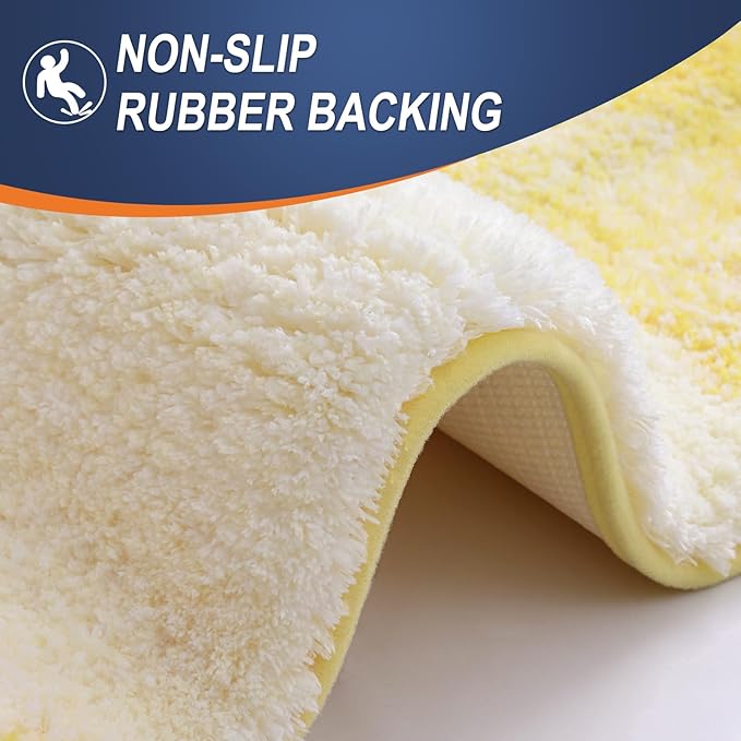 OLANLY Bathroom Rug Mat 24x16, Extra Soft and Absorbent Microfiber Bath Rugs, Non-Slip Plush Shaggy Bath Carpet, Machine Wash Dry, Bath Mats for Bathroom Floor, Tub and Shower, Yellow
