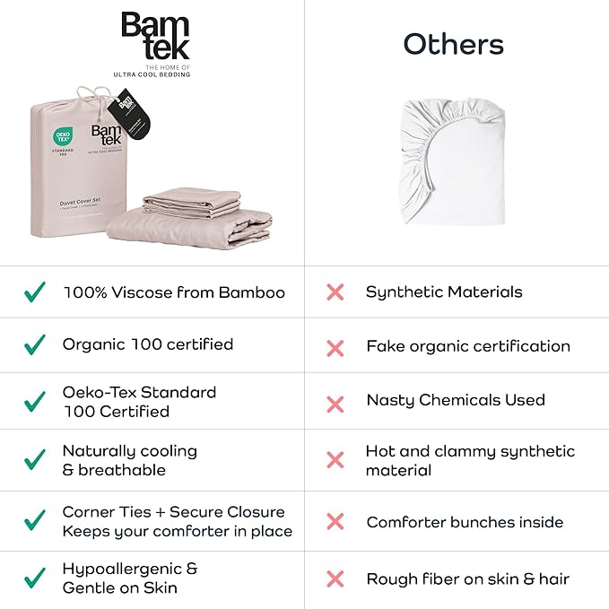 Duvet Cover Set - 100% Viscose Derived from Bamboo Duvet Cover King Size, 3 PC Luxury Cooling Duvet Cover for Hot Sleepers, Buttery Soft Comforter Cover & 2 PC King Pillowcases, Blush