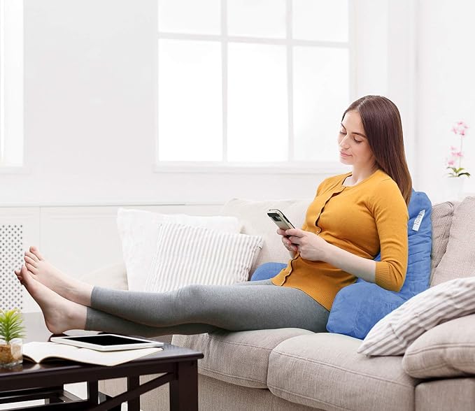 Nestl Reading Pillow for Kids & Teens with Shredded Memory Foam, Backrest Pillows for Reading, Watching, and Gaming, Use on The Couch, Bed, or Floor, Adjustable Support with Washable Cover Calm Blue