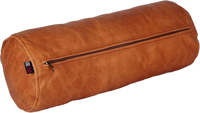 Neck Roll Pillow Cushion Cover, 18x5 Inch Full Moon Round Bolster Pillow Case, Cylinder Soft Lambskin Leather Pillowcase for Head, Spine & Neck Support During Sleep - Rusk Artical Pack of 2